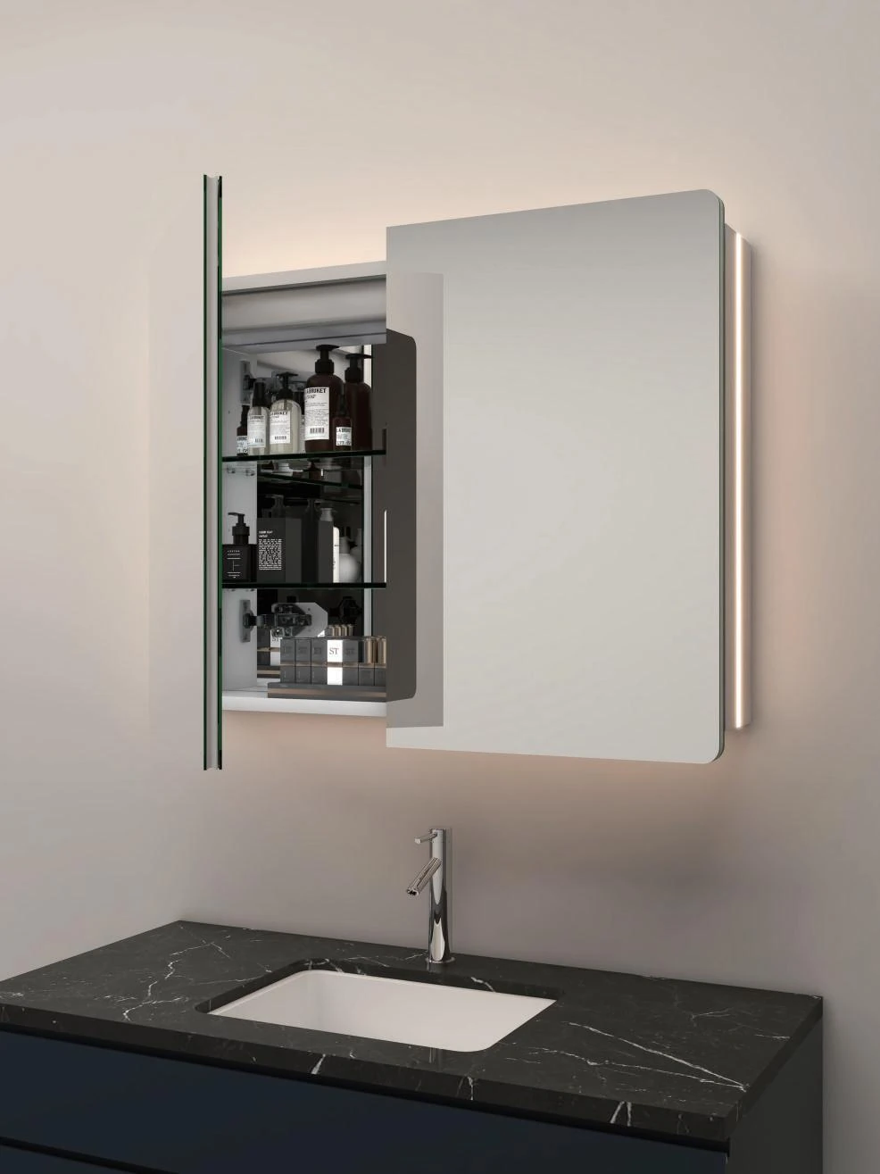 3 Doors Halo Backlit LED Bathroom Medicine Cabinet 883-3