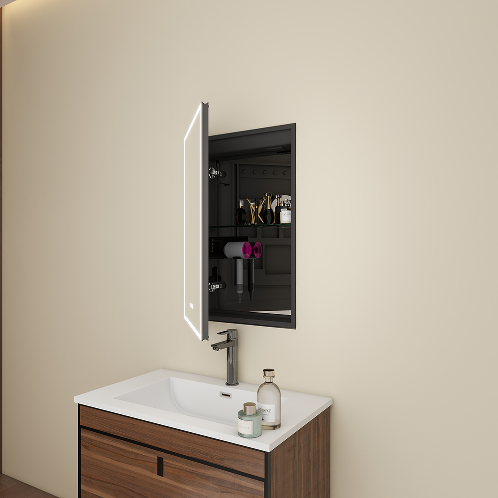 Wall-Mounted Single Door Mirror Cabinet with Touch Sensor Functions