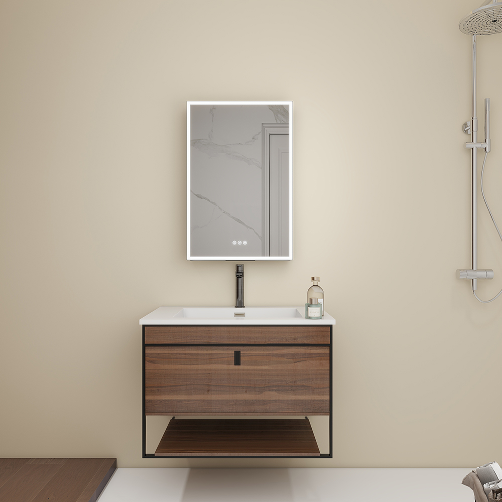 Wall-Mounted Single Door Mirror Cabinet with Touch Sensor Functions