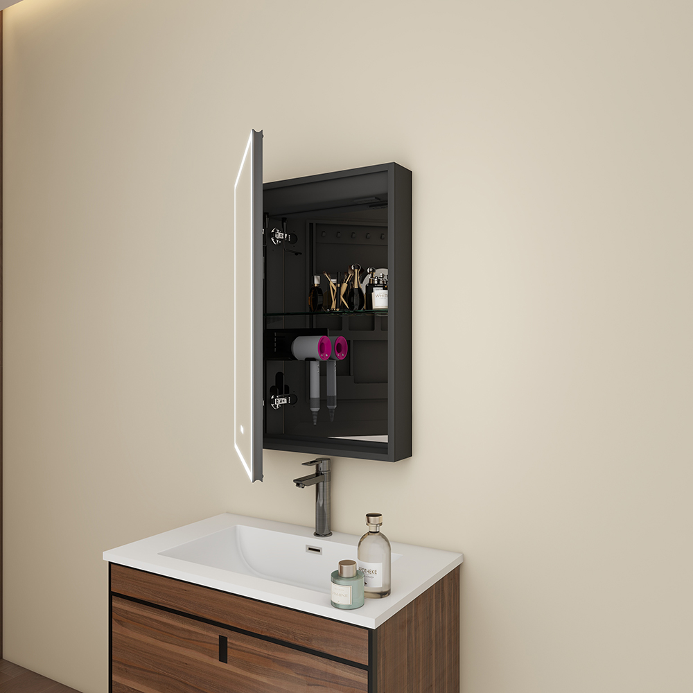 Wall-Mounted Single Door Mirror Cabinet with Touch Sensor Functions