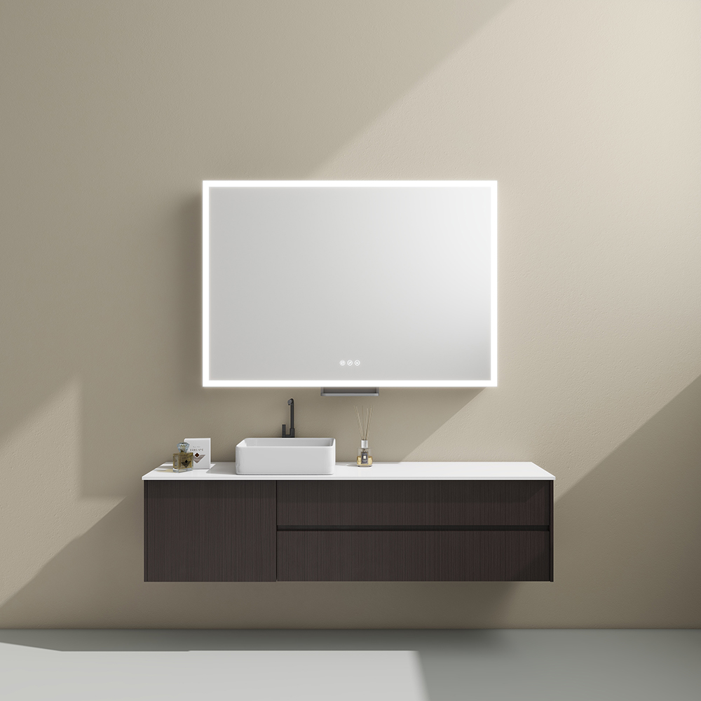 Modern Single Door Mirror Cabinet with Touch Sensor Lift-Up Door
