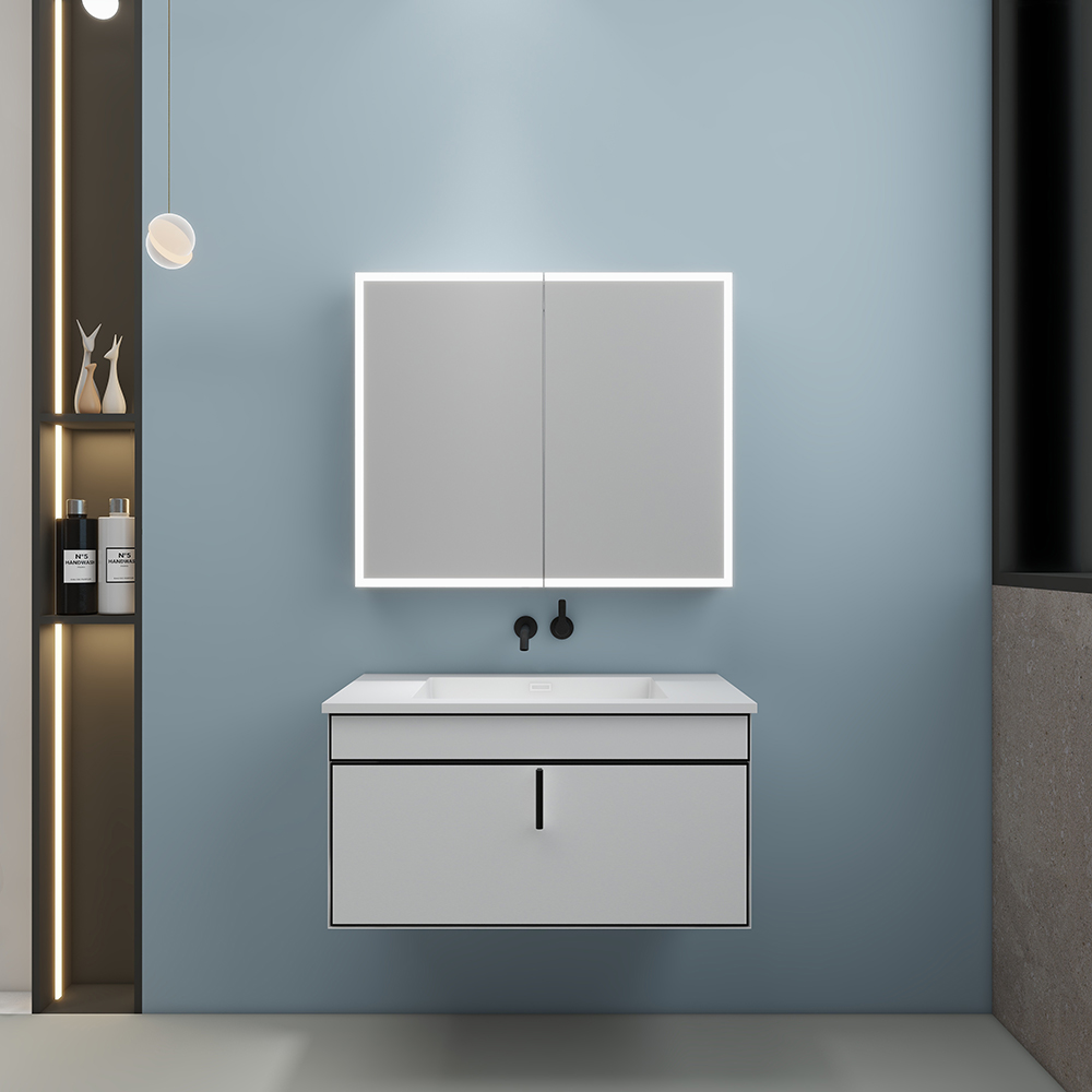 Modern Recessed Mirror Cabinet with Touch Switch and Hidden Storage Space
