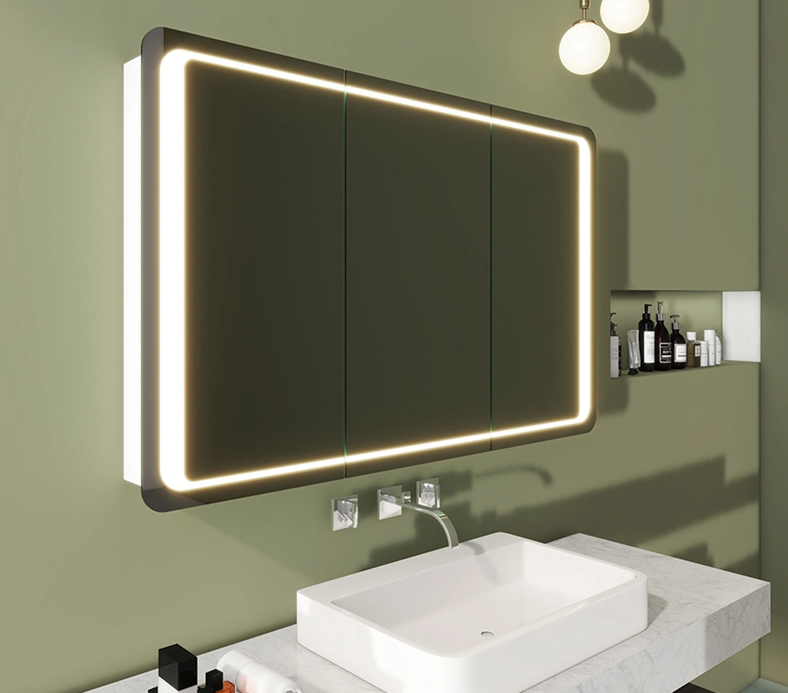 Irregular Sanded Mirror Cabinet With Hidden Wires 872 4