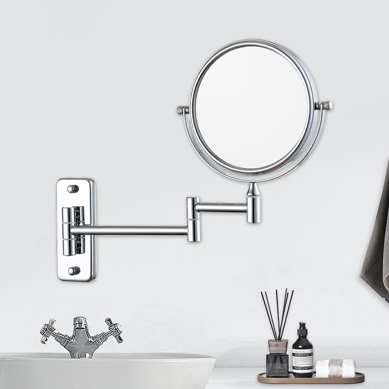 Lighted Wall Mounted Makeup Mirror with Magnification & Extendable Arm