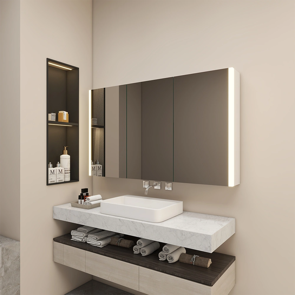 Big size LED Bathroom Mirror Cabinet With 3 Doors 953-3