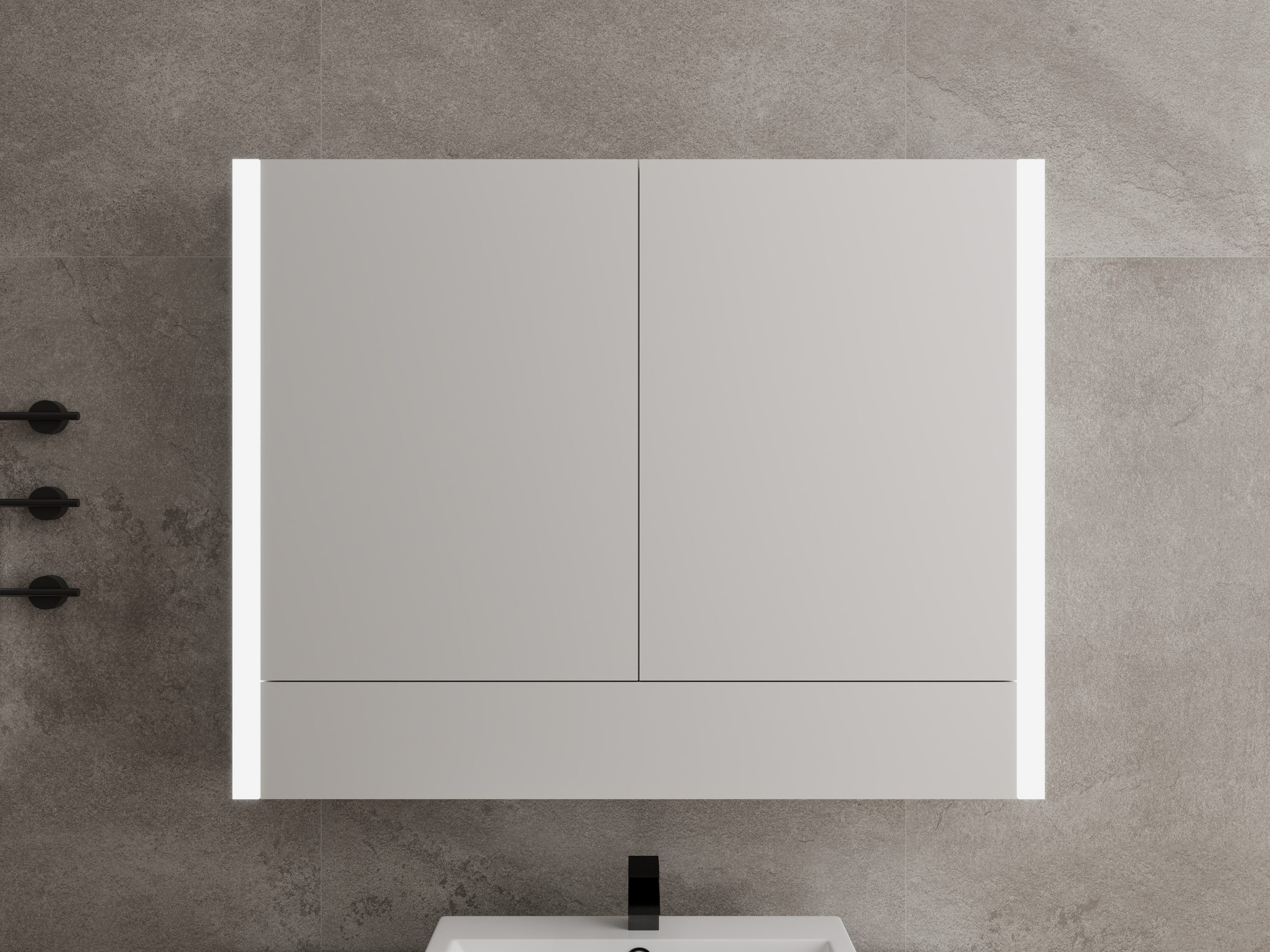 Wooden Frame Double Door Mirror Cabinet