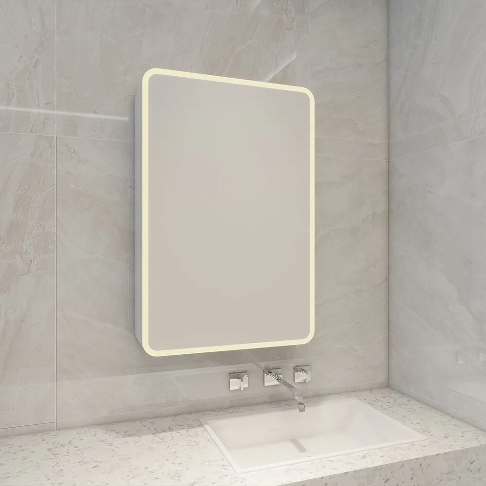Lighted Mirror Cabinet With Round Corners