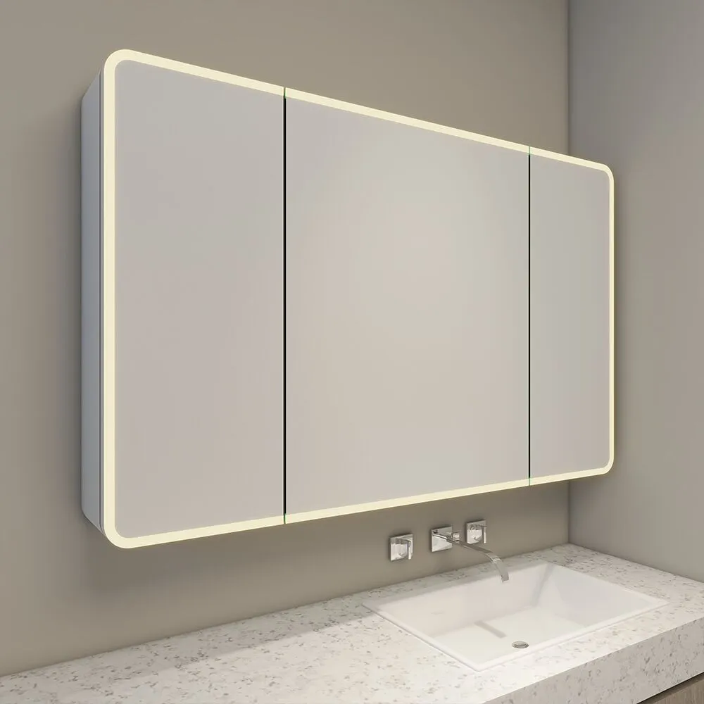 Three Doors Bathroom Cabinet With Halo Lighted and Radius Corners