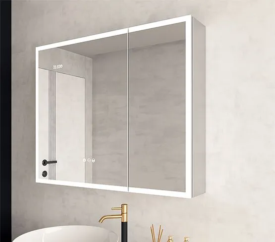 recessed mounted medicine cabinet with halo lighted