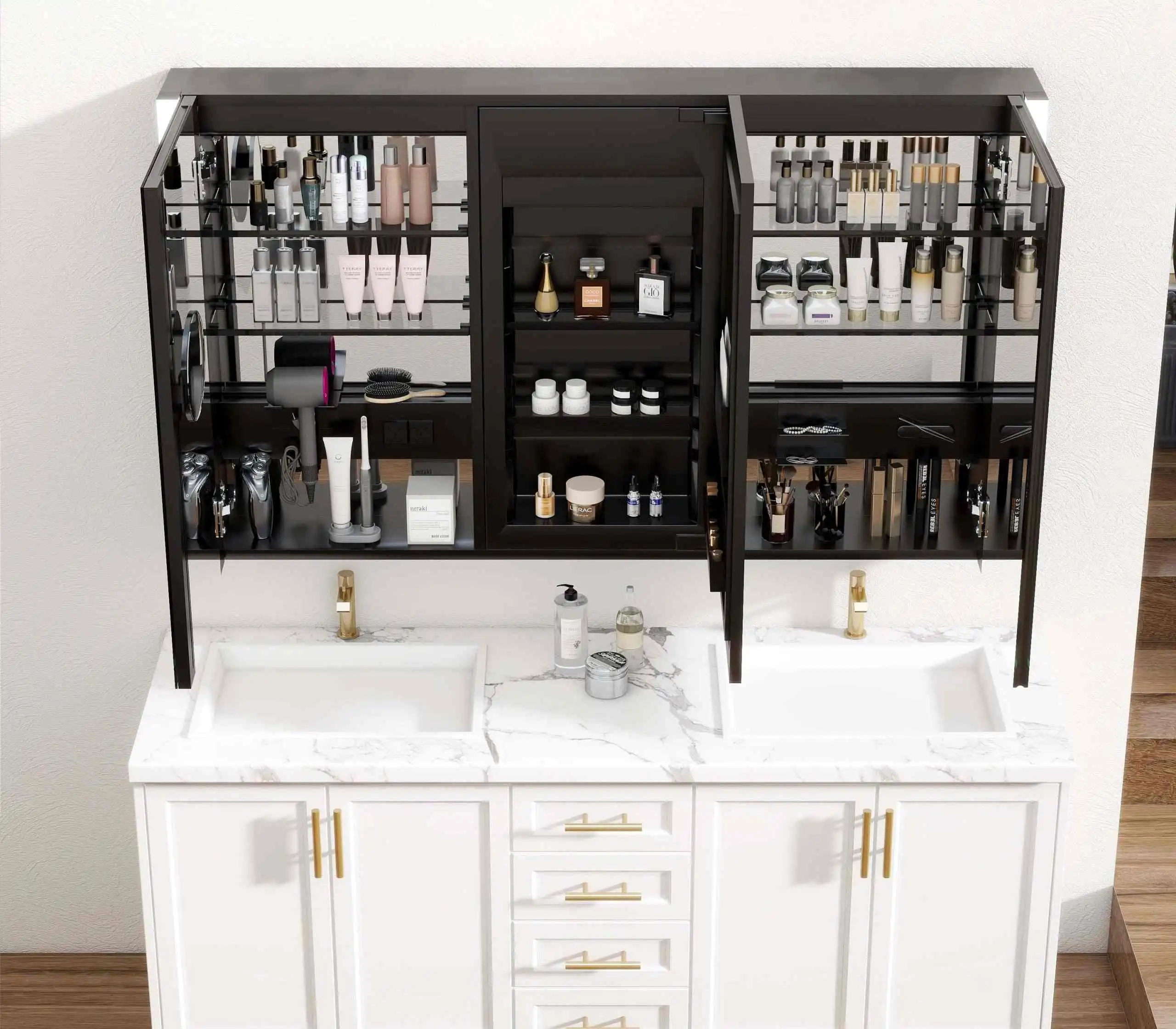 Smart Bathroom Medicine cabinet with Integrated Refrigerator