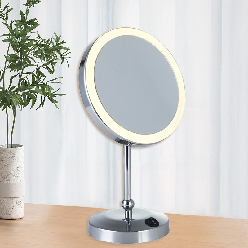 Round Countertop Lighted 10x Makeup Mirror