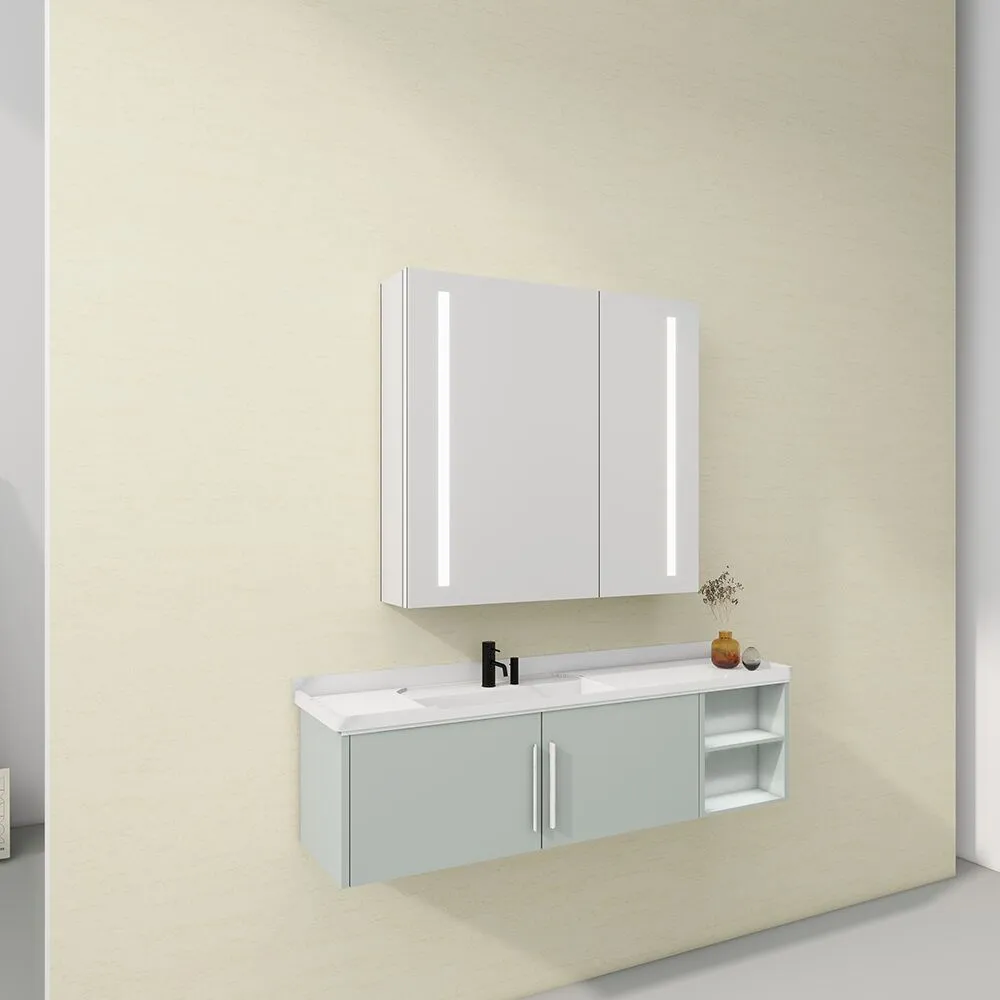 Recessed Double Door Illuminated Mirror Cabinet