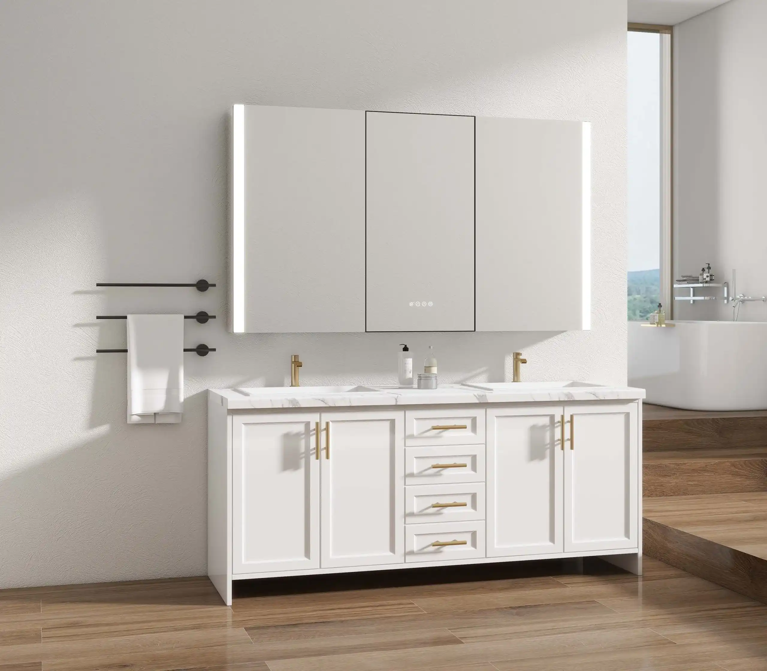 Bathroom Cabinet with Shaver Socket in Lighted Mirror Designs