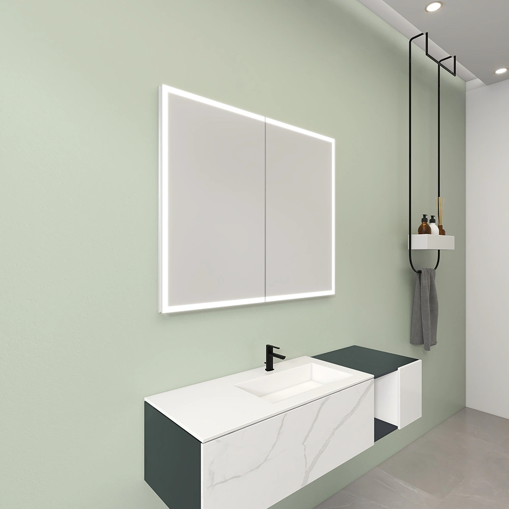 Space-Saving Double Doors Mirror Cabinet with Flexible Mounting 1