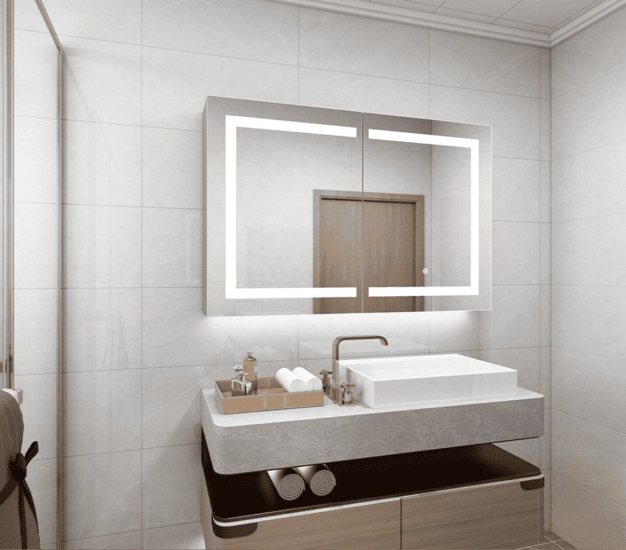 Double Doors Bathroom Mirror Cabinet