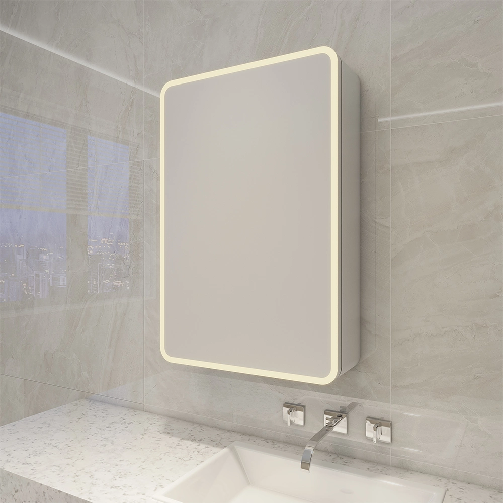 Lighted Mirror Cabinet With Round Corners