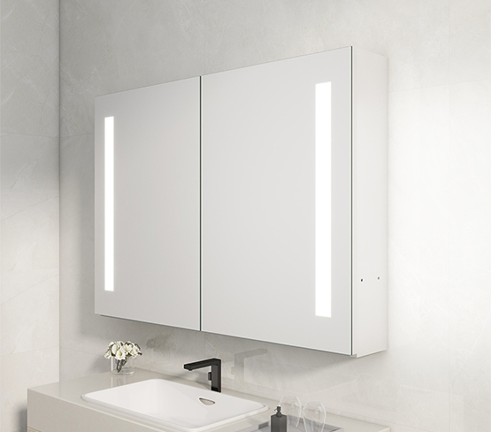 medicine cabinet includes integrated LED lighting