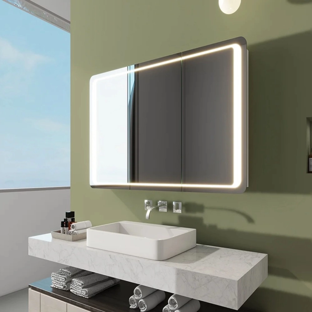 Irregular Sanded Mirror Cabinet With Hidden Wires 872 3
