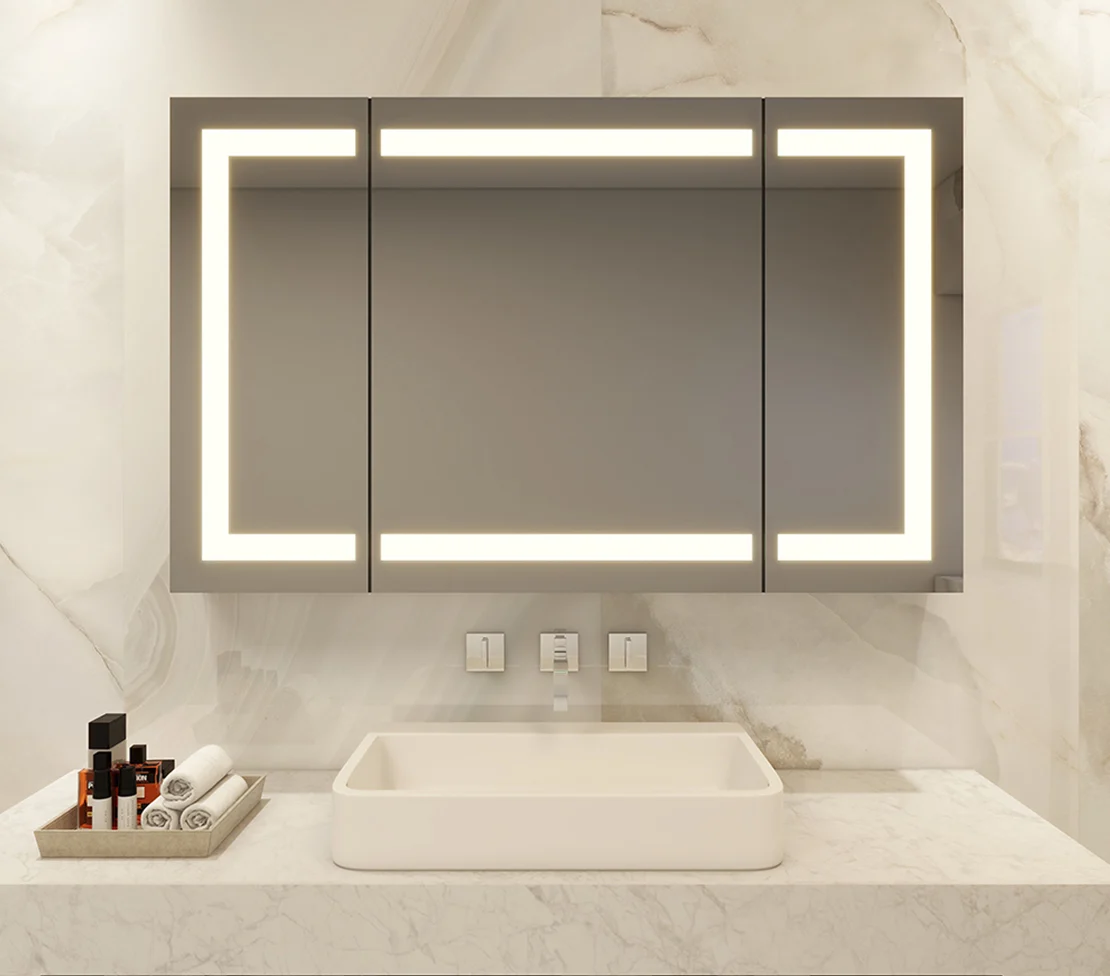 3 Doors LED Bathroom Mirror Cabinet-933-1