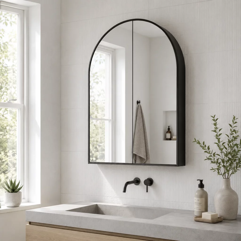 Arched Matte Black Medicine Cabinet (1)