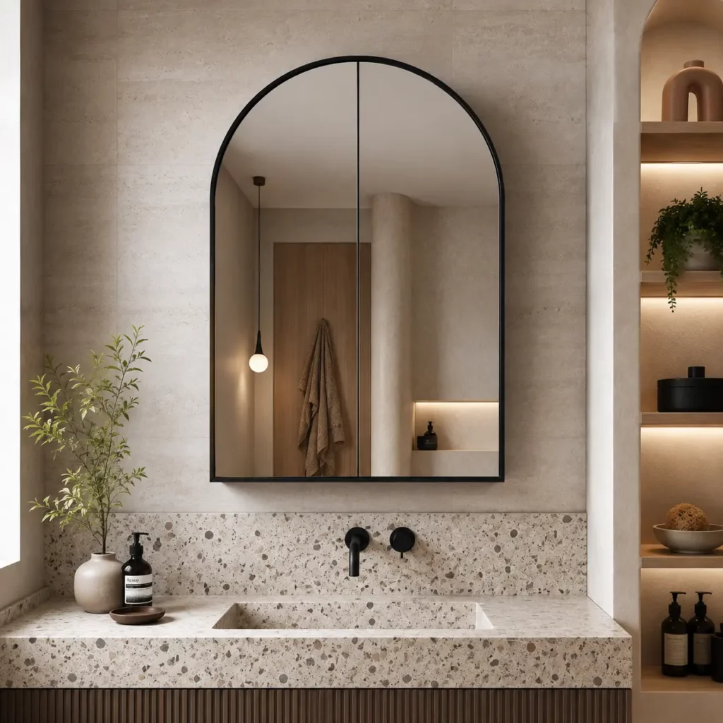 Arched Matte Black Medicine Cabinet (2)