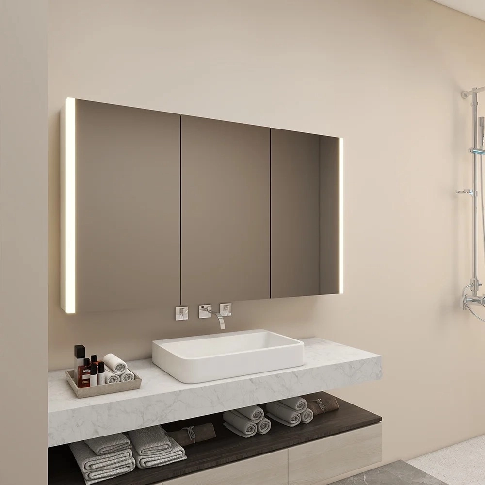Big size LED Bathroom Mirror Cabinet With 3 Doors 953-2