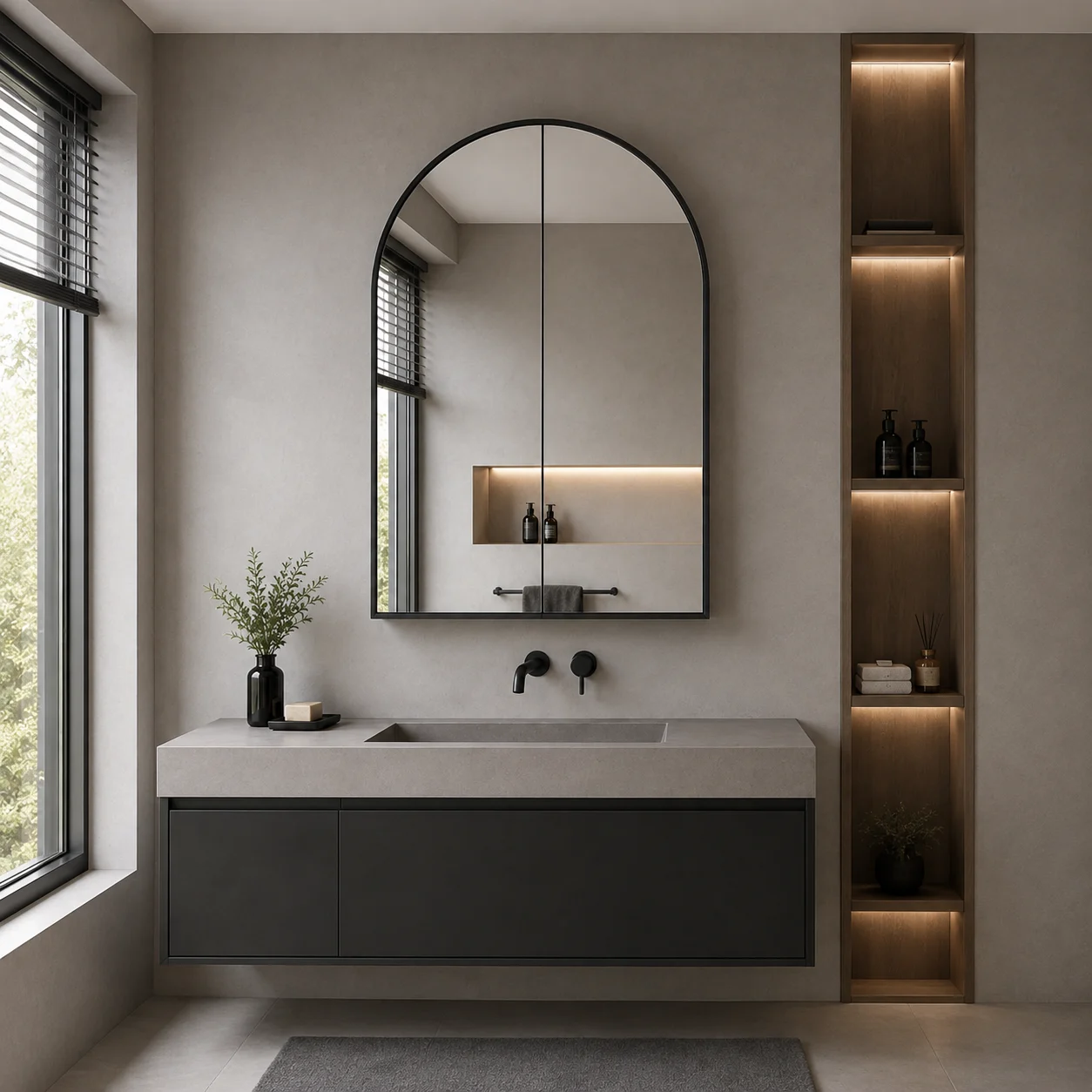 Mastering the Art of Arched Matte Black Medicine Cabinet Design