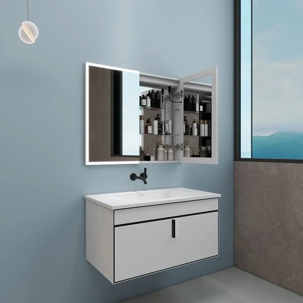Modern Recessed Mirror Cabinet with Touch Switch and Hidden Storage Space 942 2