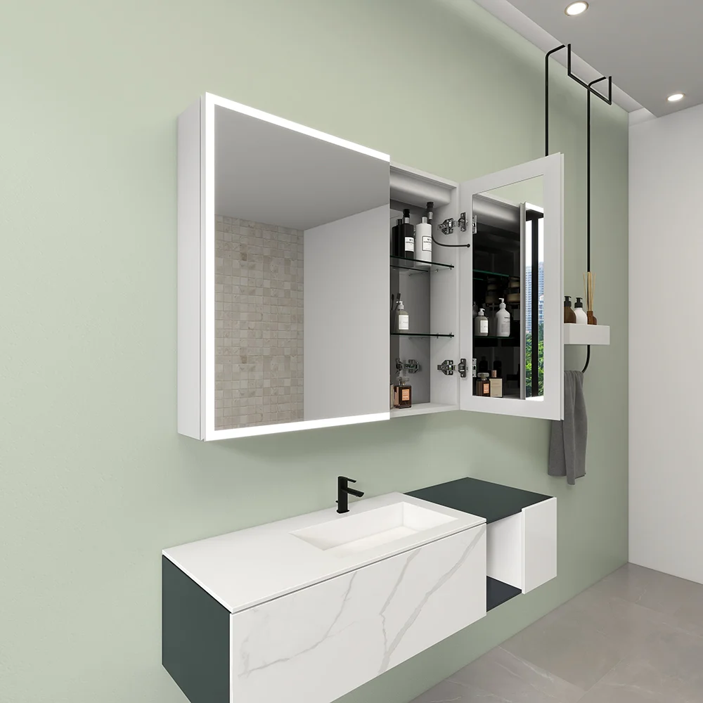 Space-Saving Double Doors Mirror Cabinet with Flexible Mounting 2
